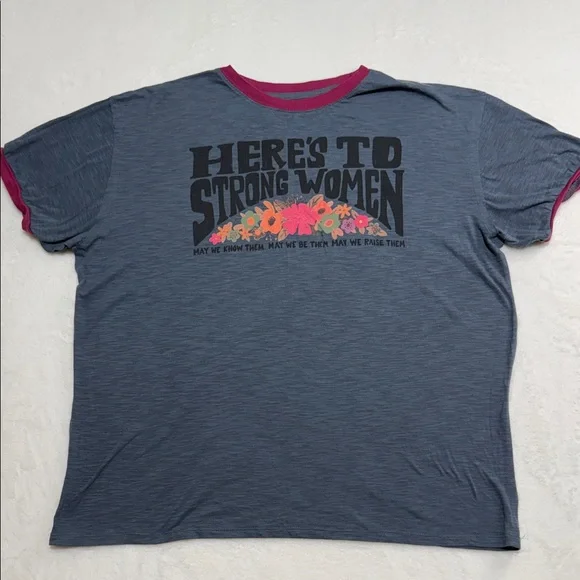 NATURAL LIFE Charcoal Gray and Cranberry Short Sleeve Tee - Picture 1 of 6